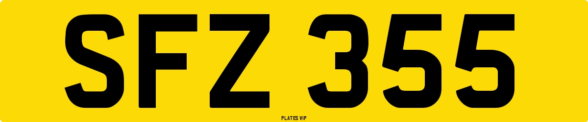 SFZ 355 Number Plate