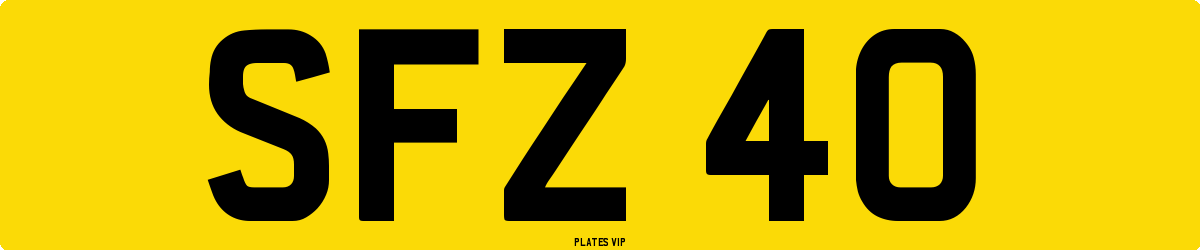 SFZ 40 Number Plate
