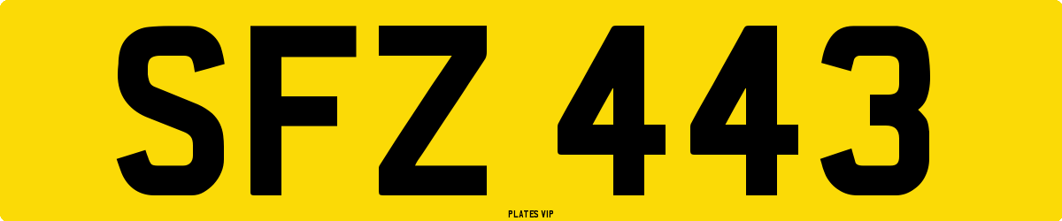 SFZ 443 Number Plate