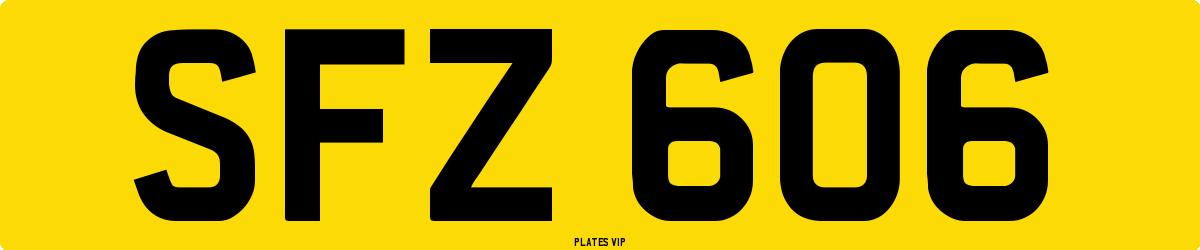 SFZ 606 Number Plate