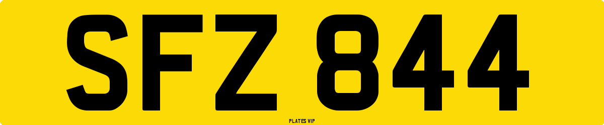 SFZ 844 Number Plate