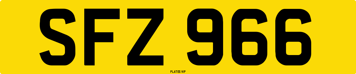 SFZ 966 Number Plate