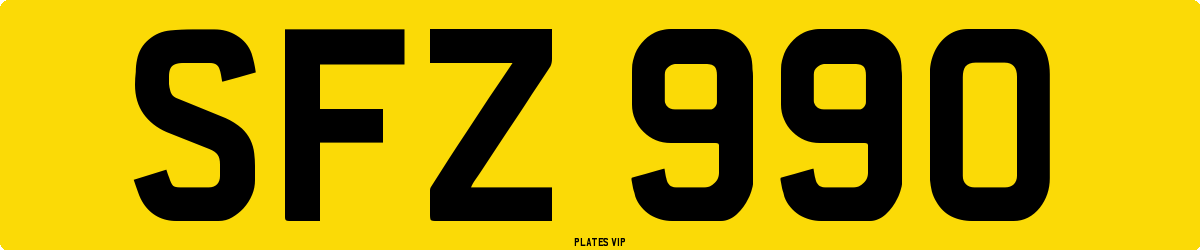 SFZ 990 Number Plate