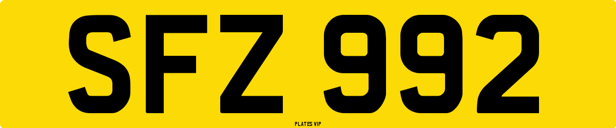 SFZ 992 Number Plate