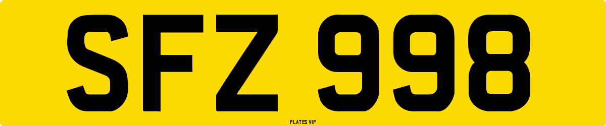 SFZ 998 Number Plate