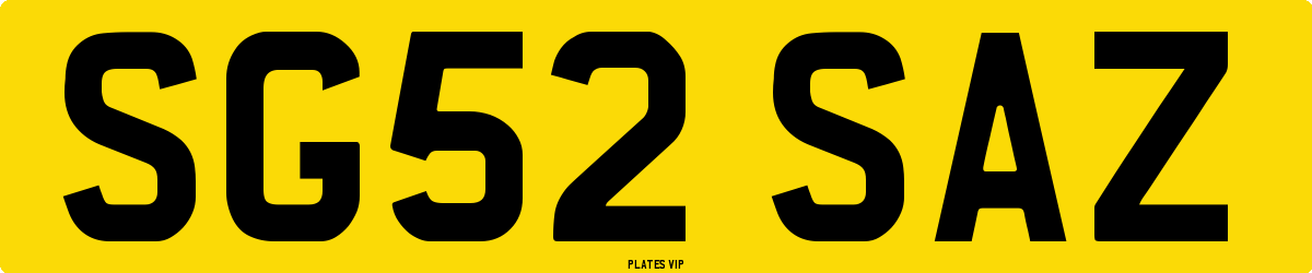 SG52 SAZ Number Plate