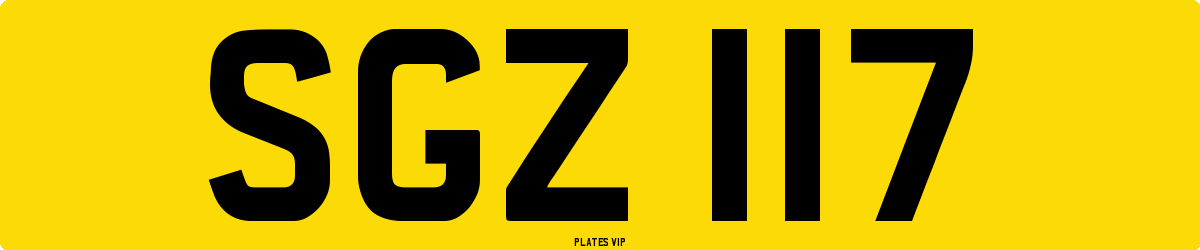 SGZ 117 Number Plate