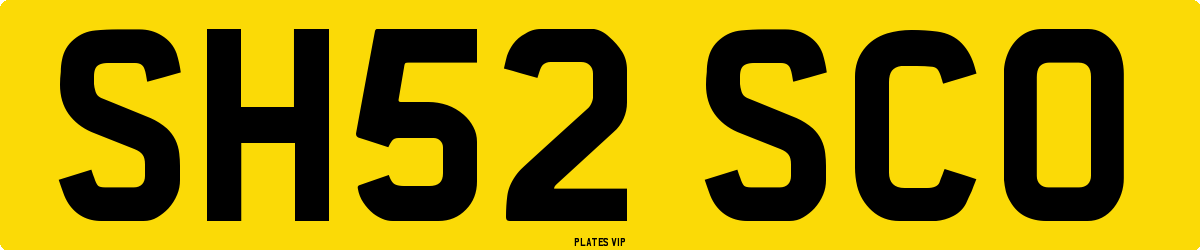 SH52 SCO Number Plate