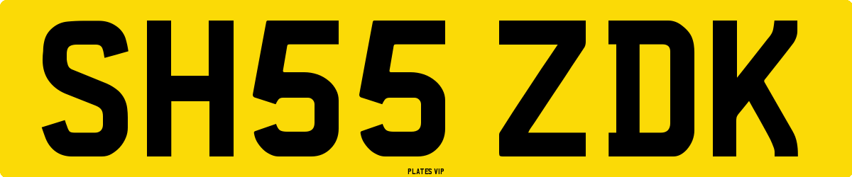 SH55 ZDK Number Plate