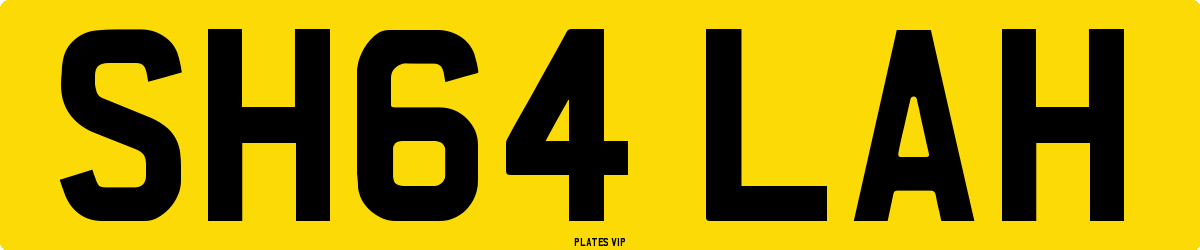 SH64 LAH Number Plate
