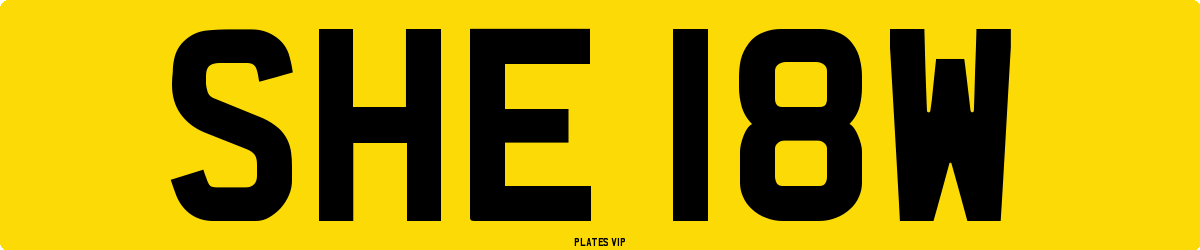 SHE 18W Number Plate
