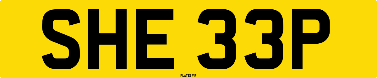 SHE 33P Number Plate