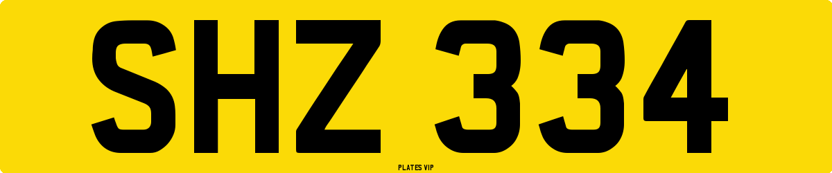 SHZ 334 Number Plate