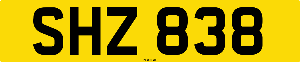 SHZ 838 Number Plate