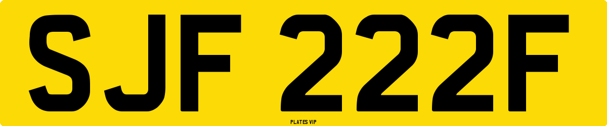SJF 222F Number Plate