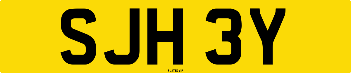 SJH 3Y Number Plate