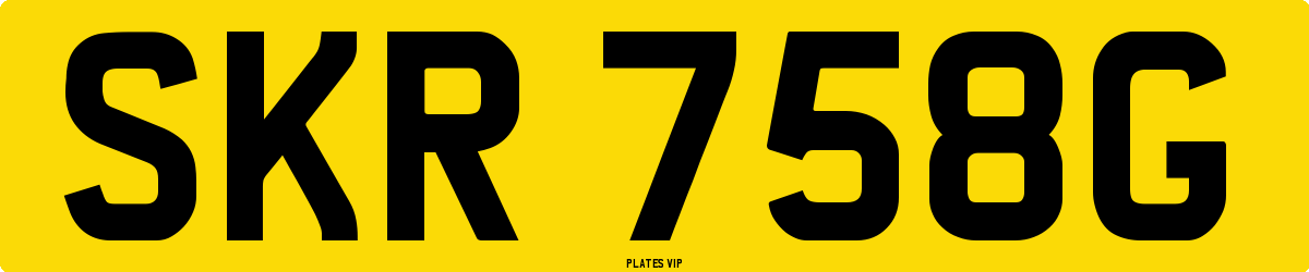 SKR 758G Number Plate