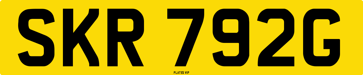 SKR 792G Number Plate