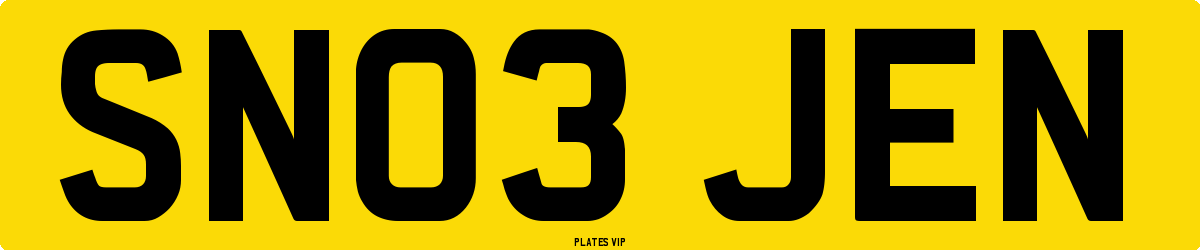 SN03 JEN Number Plate