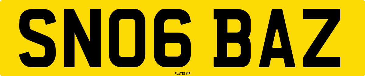 SN06 BAZ Number Plate