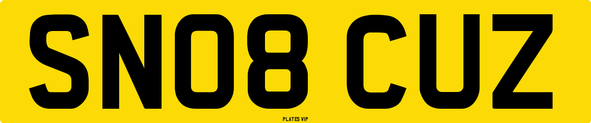 SN08 CUZ Number Plate