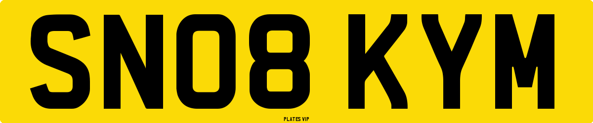 SN08 KYM Number Plate
