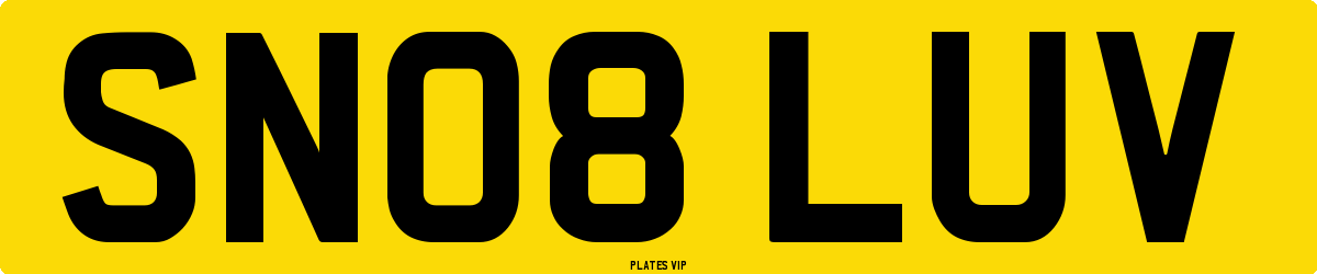 SN08 LUV Number Plate