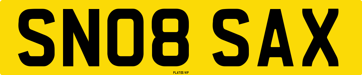 SN08 SAX Number Plate