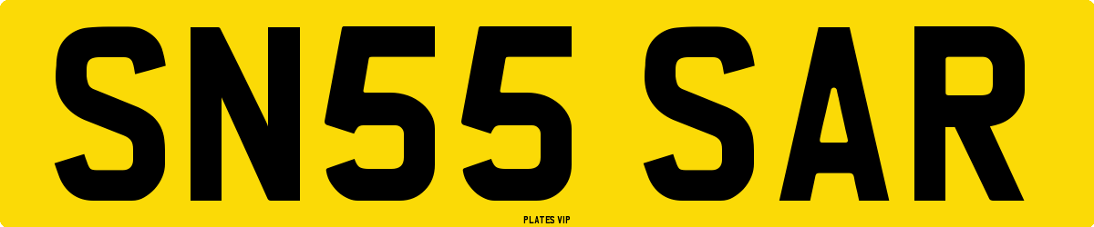 SN55 SAR Number Plate