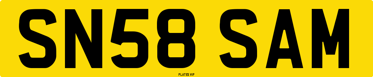 SN58 SAM Number Plate