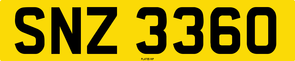 SNZ 3360 Number Plate