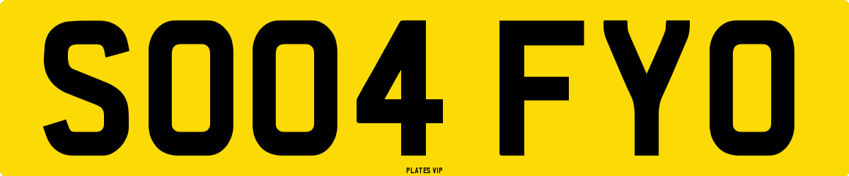 SO04 FYO Number Plate
