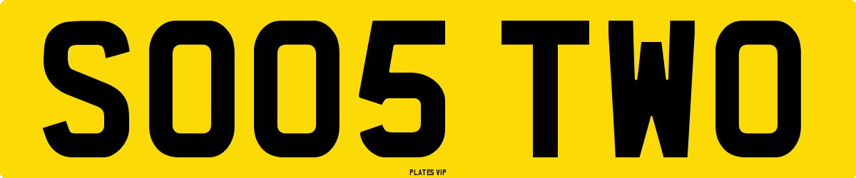 SO05 TWO Number Plate