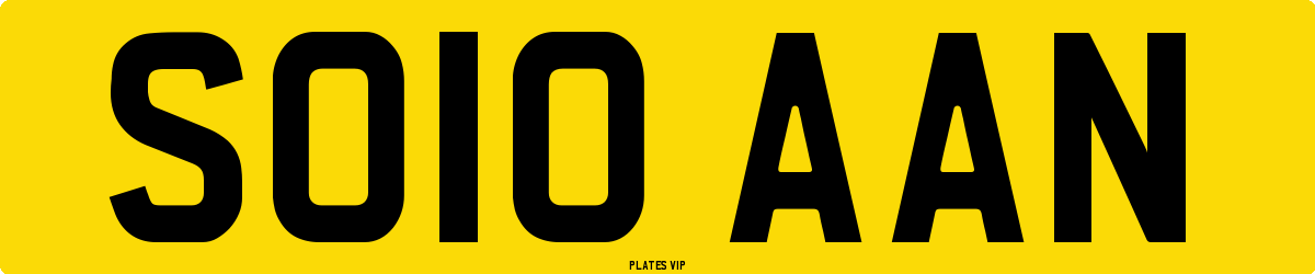 SO10 AAN Number Plate