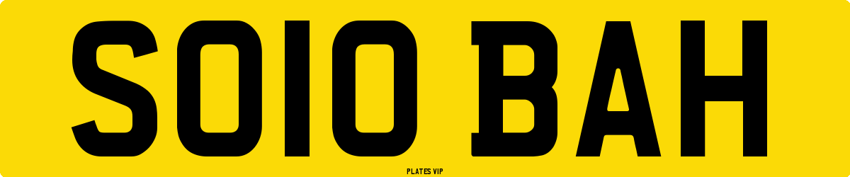 SO10 BAH Number Plate