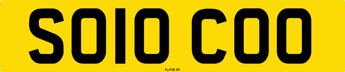SO10 COO Number Plate
