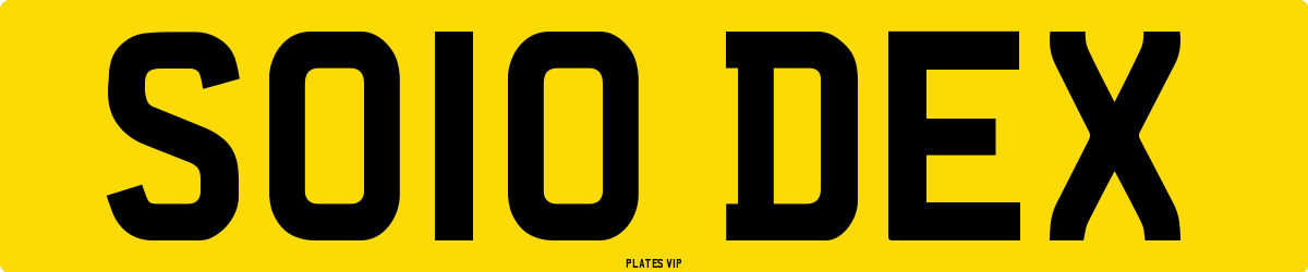 SO10 DEX Number Plate