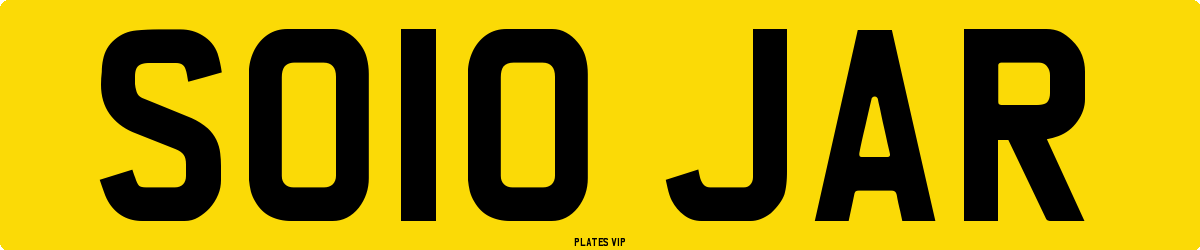 SO10 JAR Number Plate