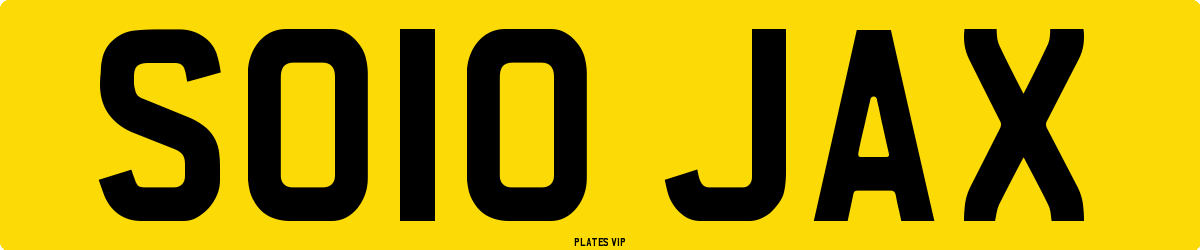 SO10 JAX Number Plate