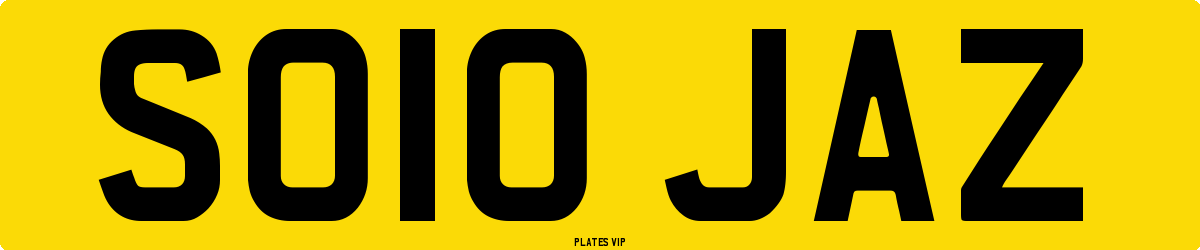 SO10 JAZ Number Plate