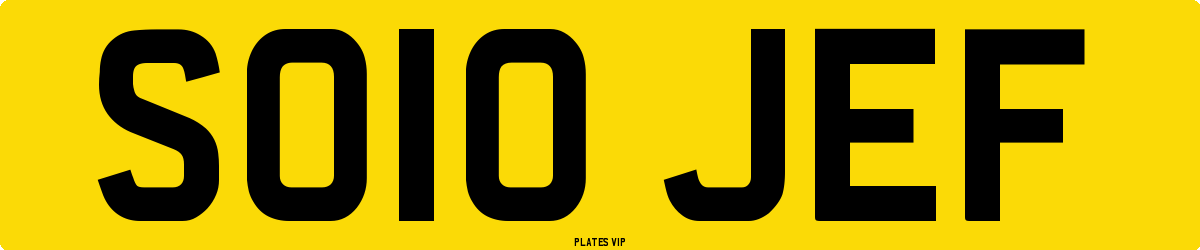 SO10 JEF Number Plate