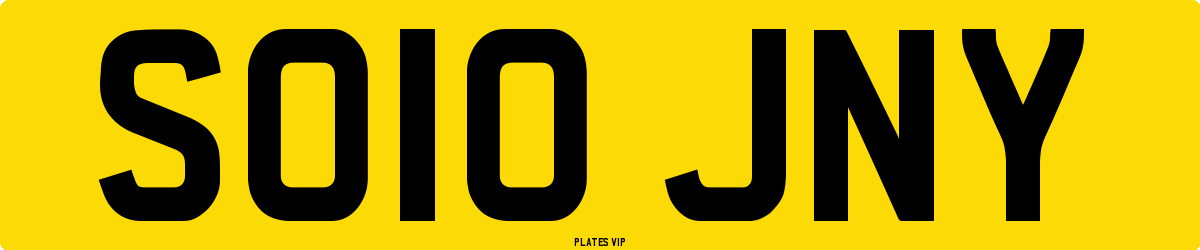 SO10 JNY Number Plate