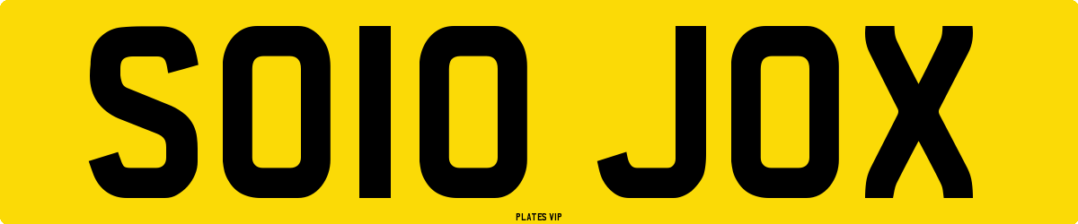 SO10 JOX Number Plate