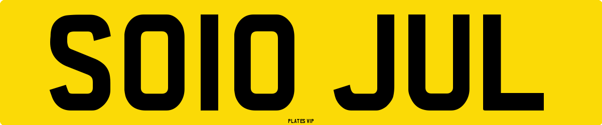 SO10 JUL Number Plate