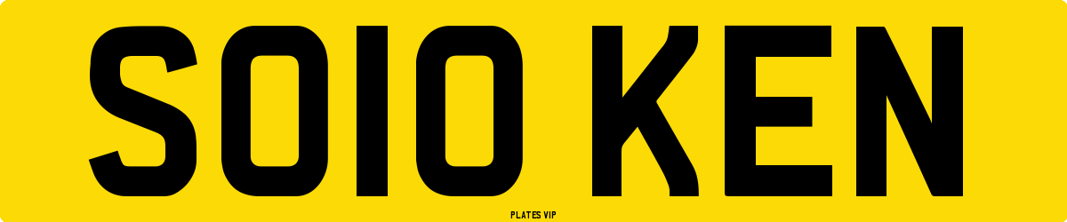 SO10 KEN Number Plate