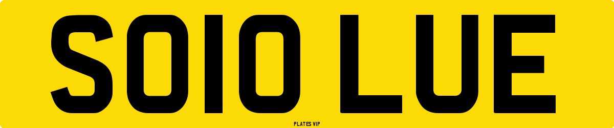 SO10 LUE Number Plate