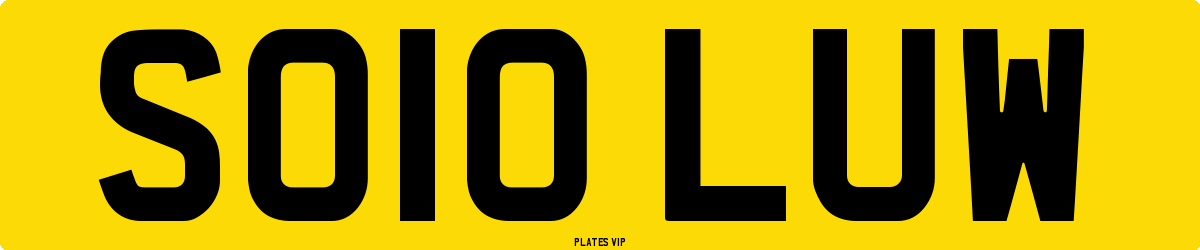 SO10 LUW Number Plate