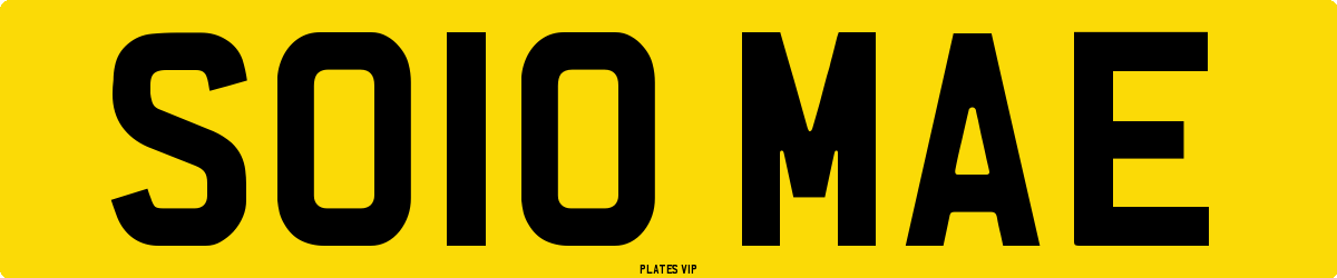 SO10 MAE Number Plate