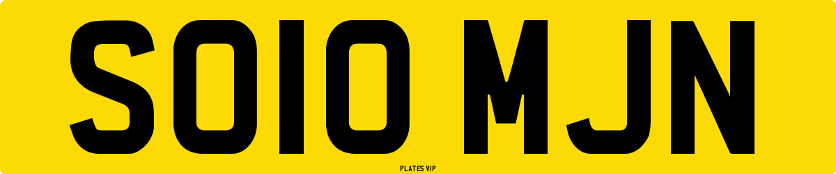 SO10 MJN Number Plate