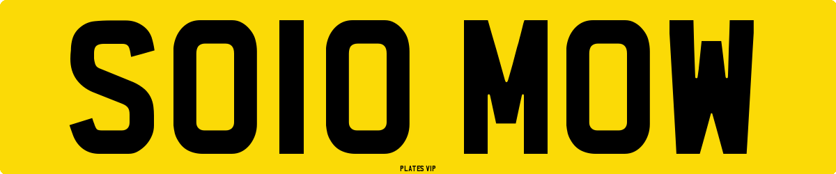 SO10 MOW Number Plate